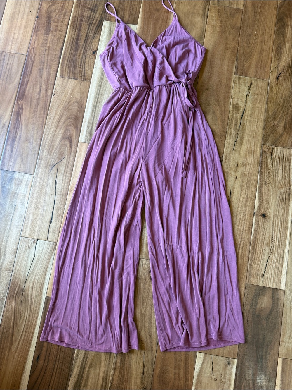 Sienna Sky Mauve Wrap-Front Wide Leg Jumpsuit